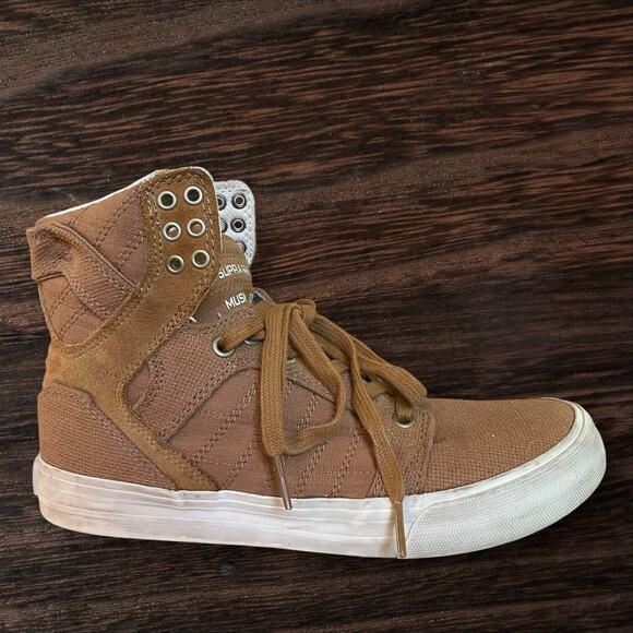 Supra Other - Supra Muska High Top Sneakers 001 Skytop Size 6.5‎ Mens Khaki Tan Canvas EUC